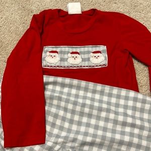 Boys smocked Santa long sleeve pants set